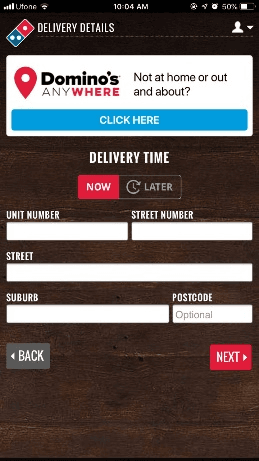 Sanitized Domino's Pakistan delivery details screen