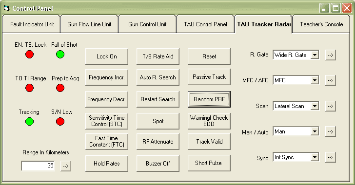 GSA4 Gun Console Simulator control panel interface