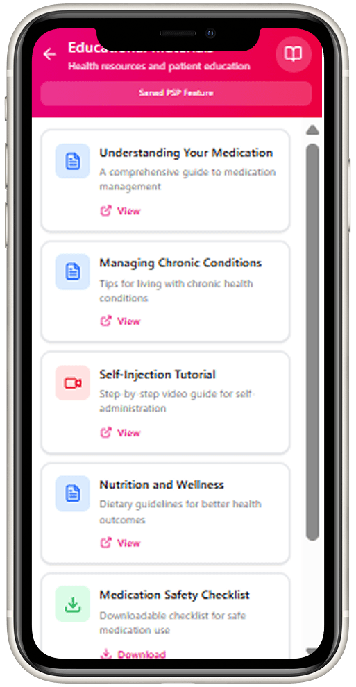 Unified Bayti app educational materials screen