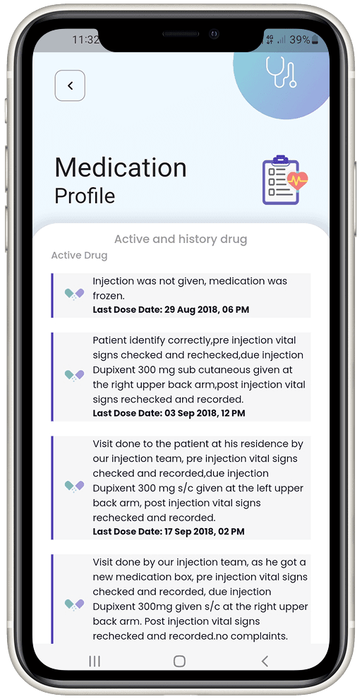 Unified Bayti app medication profile screen